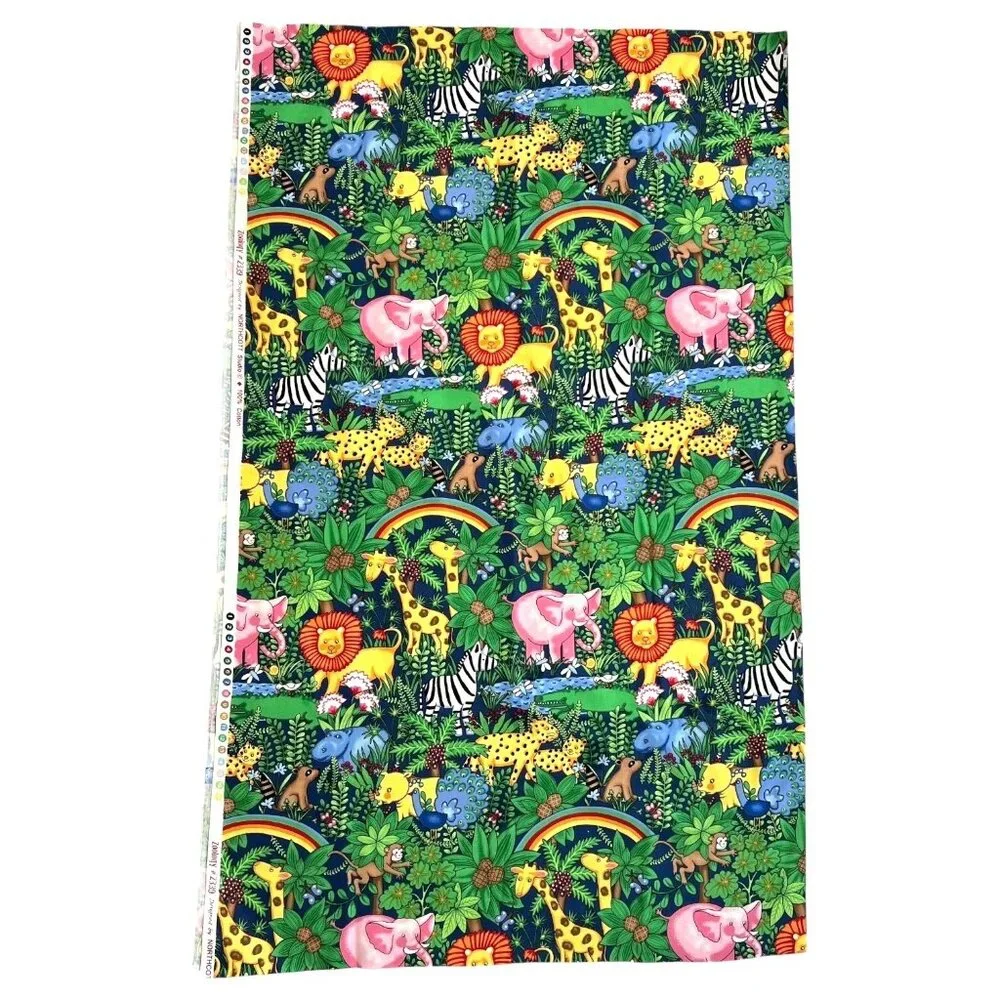 Zoology Jungle Animals Fabric 100% Cotton Northcott Studio 44” W x 35” L 7/8 YD